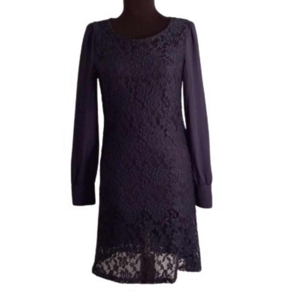 Charming Charlie Sheer Blue Lace Dress Cocktail